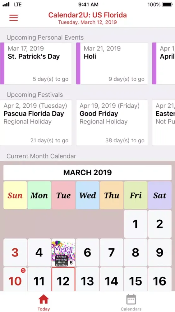 تصاویر Florida Calendar 2019-2020