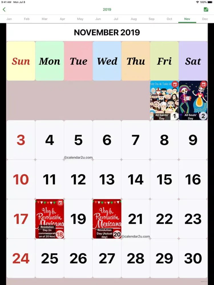 Mexico Calendar 2020 - 2021 iPad  Screenshots