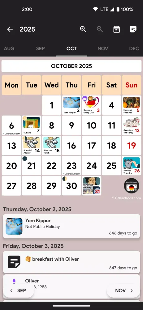 Germany Calendar Screenshots