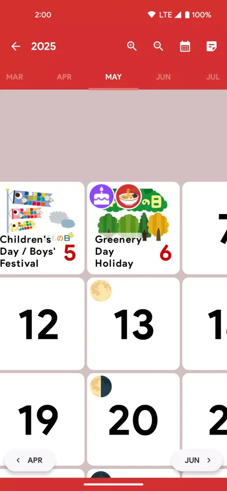 Zrzuty ekranu Japan Calendar