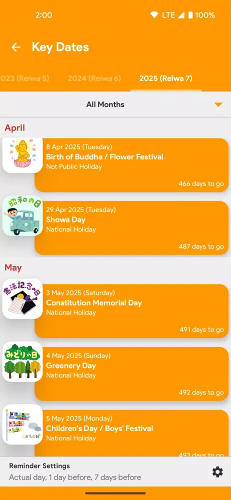 Zrzuty ekranu Japan Calendar