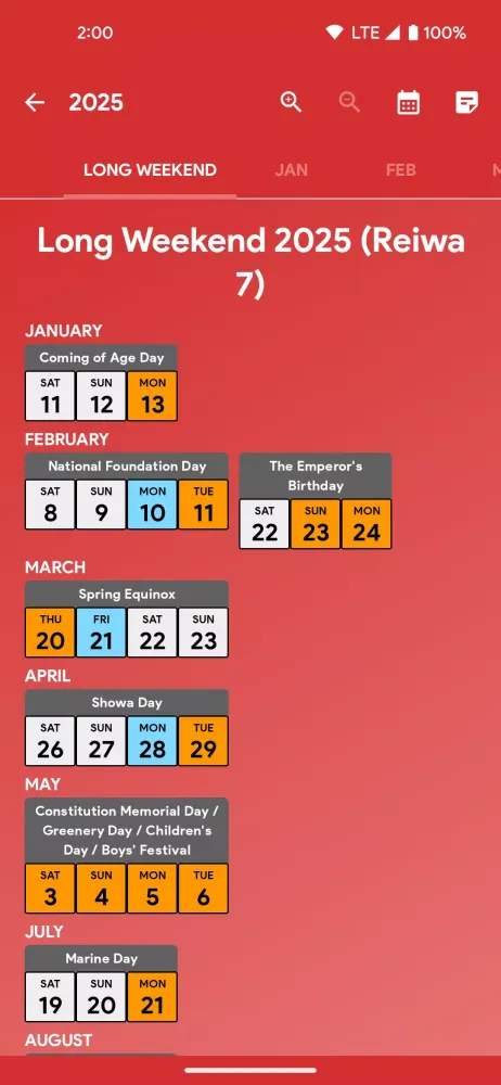 Zrzuty ekranu Japan Calendar