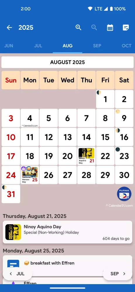 Скриншоты Philippines Calendar