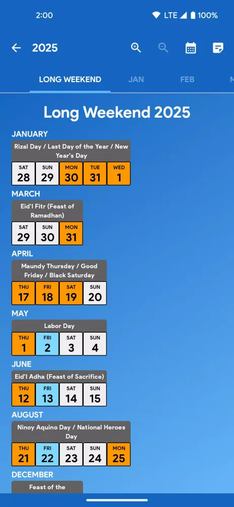 Скриншоты Philippines Calendar