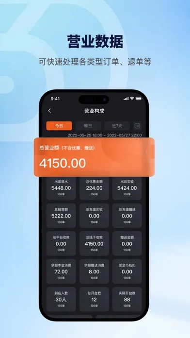 Capturas de tela do 云速订老板端