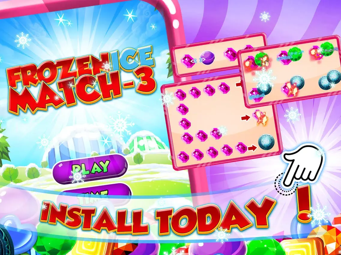 Freezin Ice Match-3 - fun candy puzzle game for jewel mania'cs free iPad 应用截图