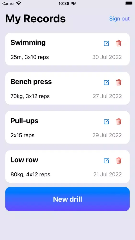 Gym Records: Simple Tracker سکرین شاٹس