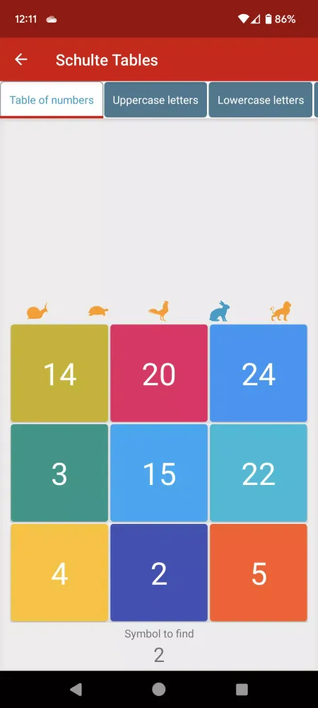 Captures d'écran de Schulte Tables - Speed Reading