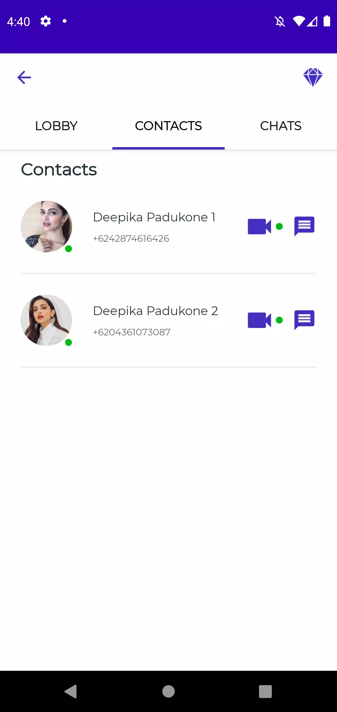 Deepika Padukone Video Call Screenshots