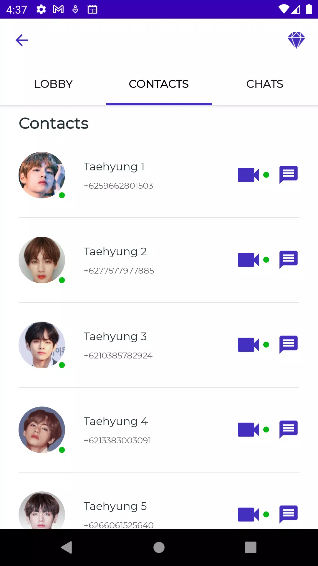 Kim Taehyung Fake Video Call Screenshots