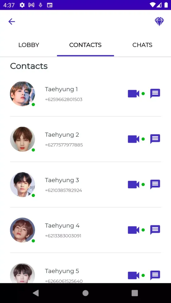 Capturas de pantalla de Kim Taehyung Fake Video Call