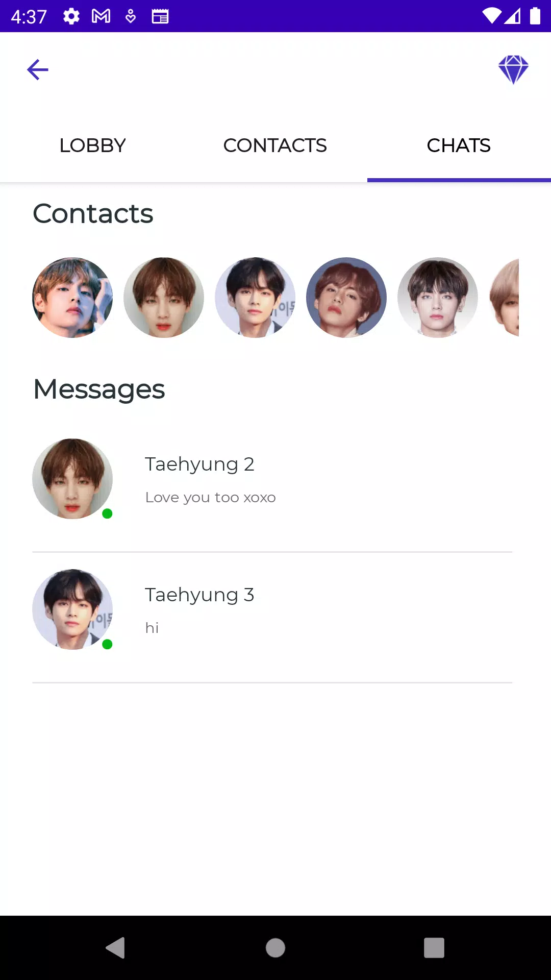 Kim Taehyung Fake Video Call Screenshots