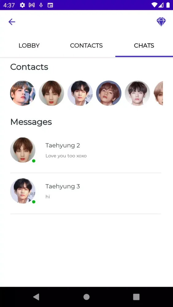 Capturas de pantalla de Kim Taehyung Fake Video Call