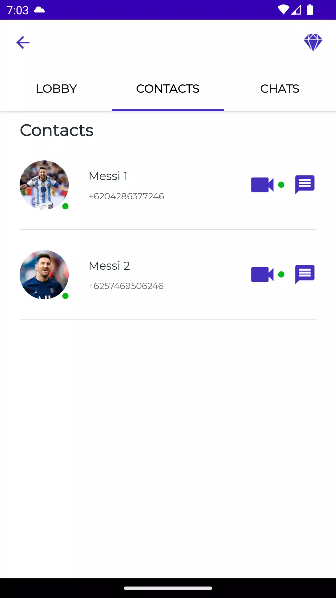 Lionel Messi Fake Video Call Screenshots
