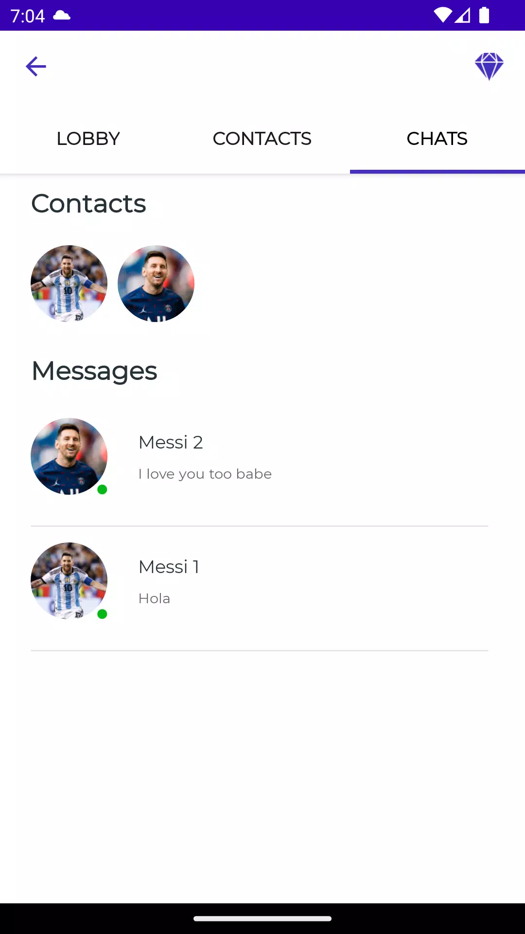 Lionel Messi Fake Video Call Screenshots