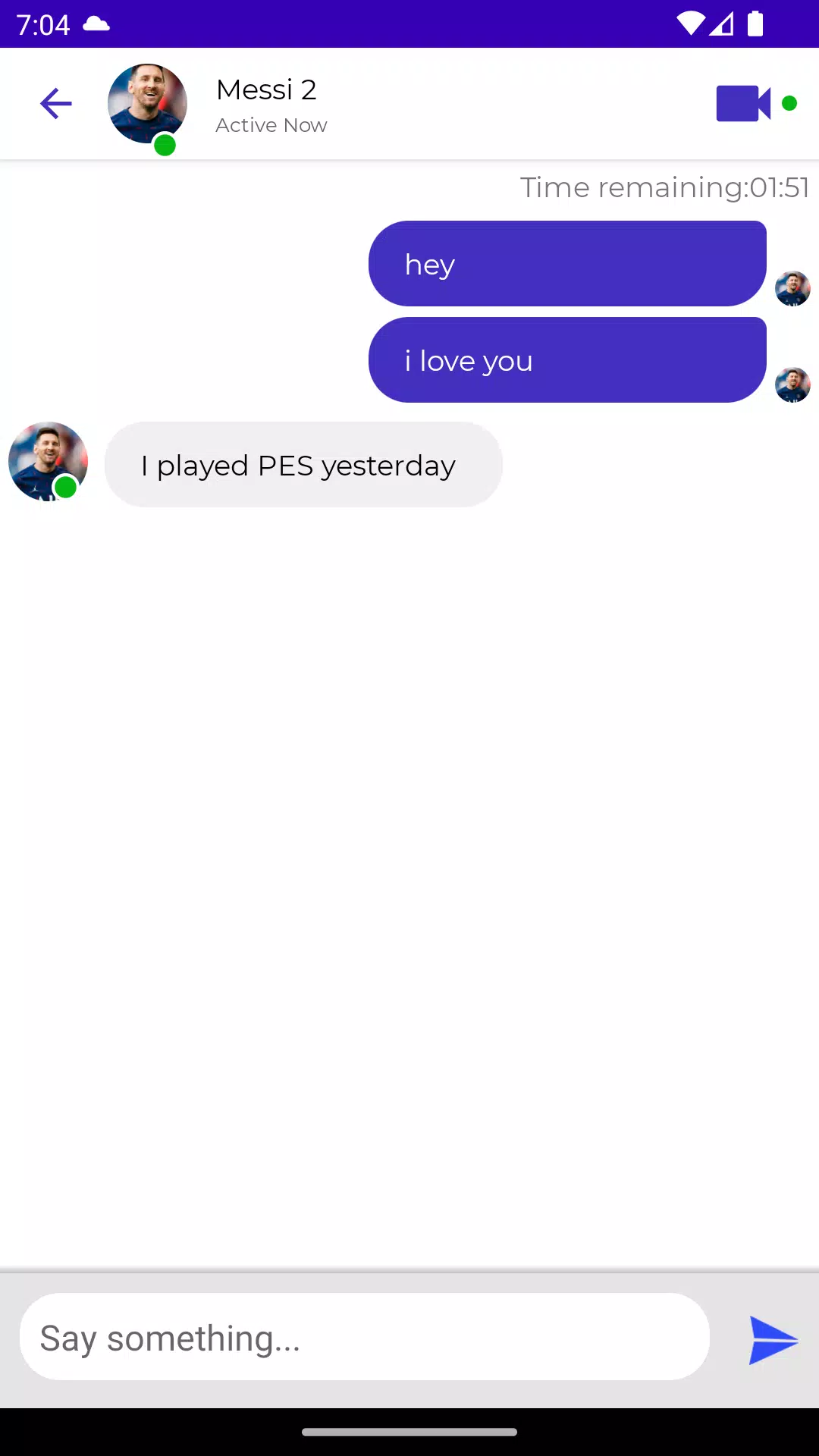 Lionel Messi Fake Video Call Screenshots