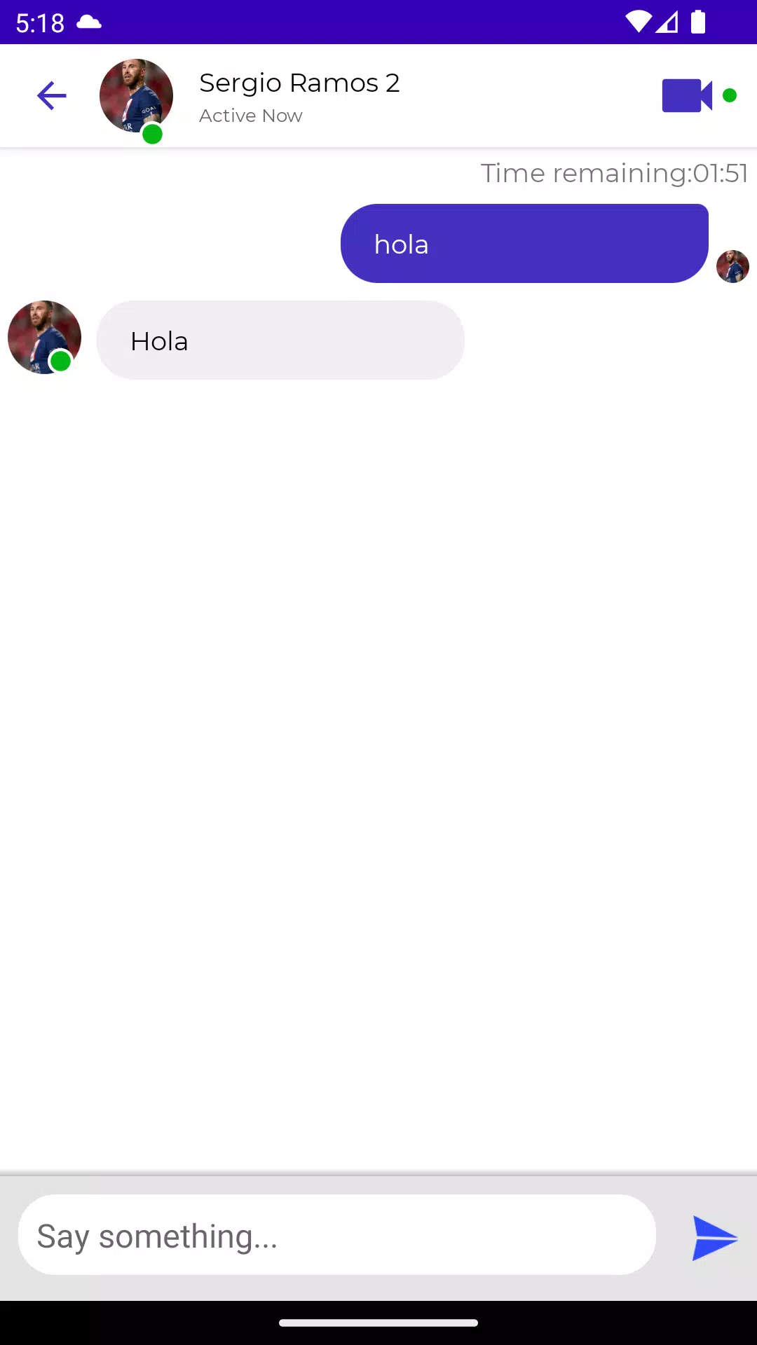 Sergio Ramos Fake Video Call Screenshots
