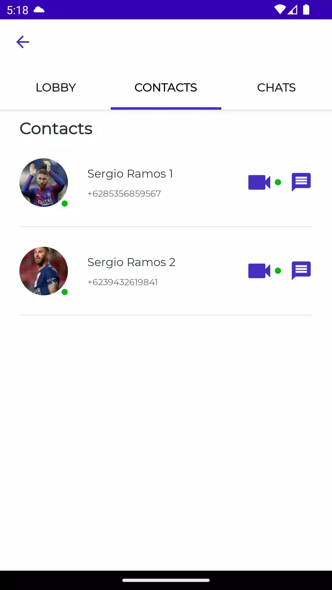 Sergio Ramos Fake Video Call Screenshots