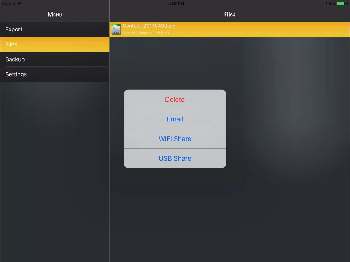 Contacts to Excel iPad  스크린샷