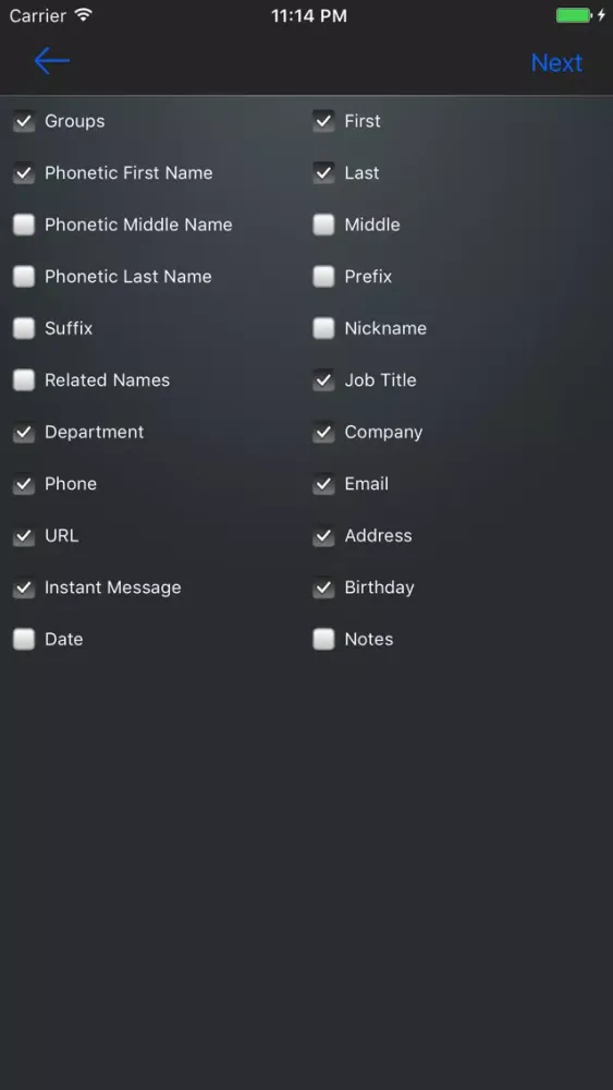 Contacts to Excel Lite スクリーンショット
