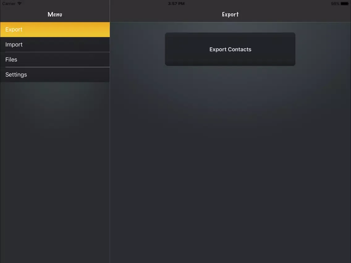 Capturas de tela do Export My Contacts iPad 