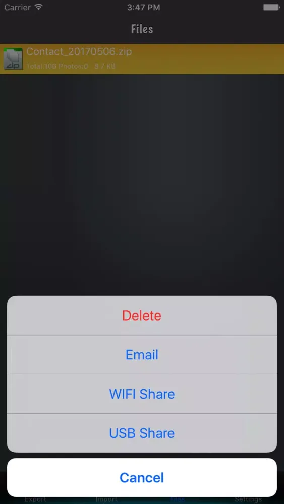 Capturas de tela do Export My Contacts