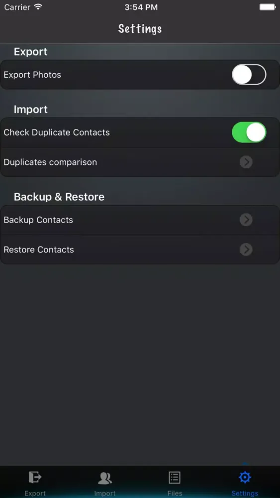 Capturas de tela do Export My Contacts