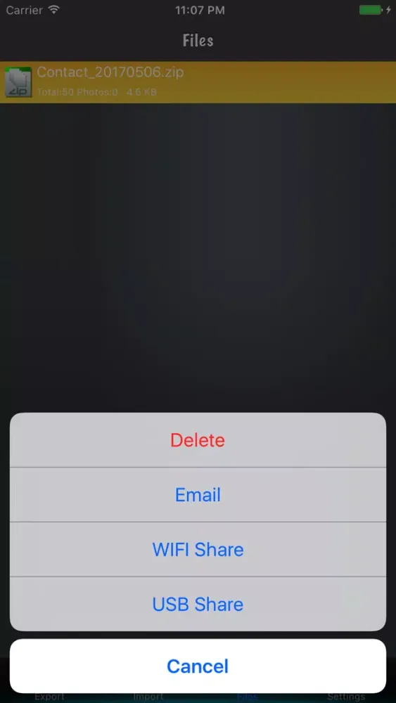 Tangkapan skrin Export My Contacts Lite