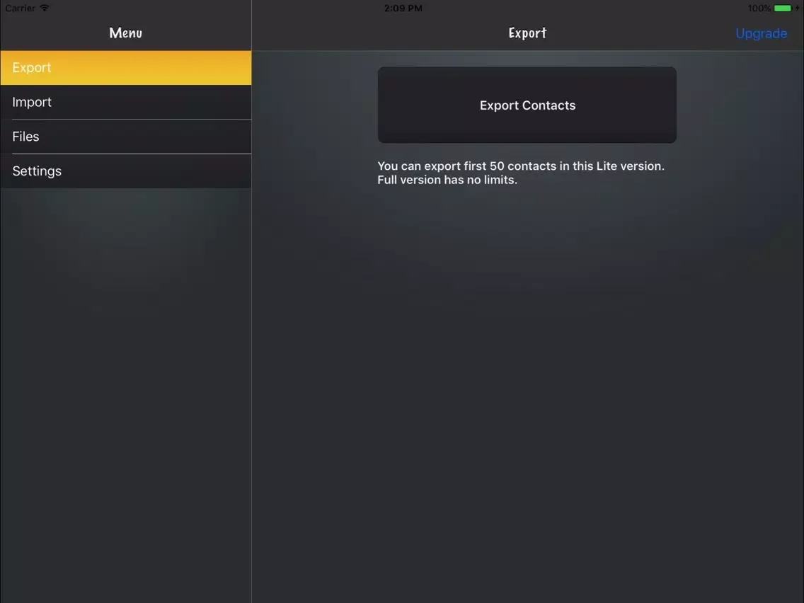 Contacts to vCard Lite iPad  スクリーンショット