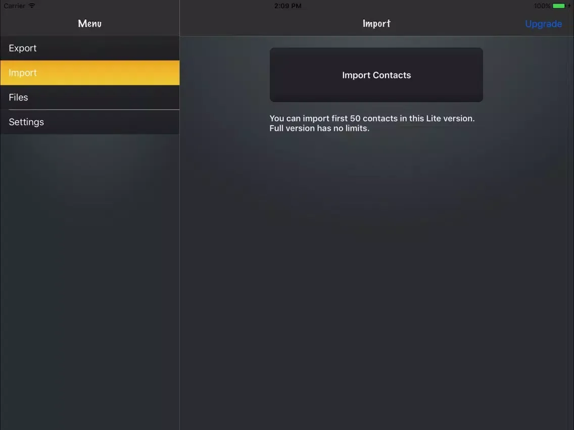 Contacts to vCard Lite iPad  スクリーンショット
