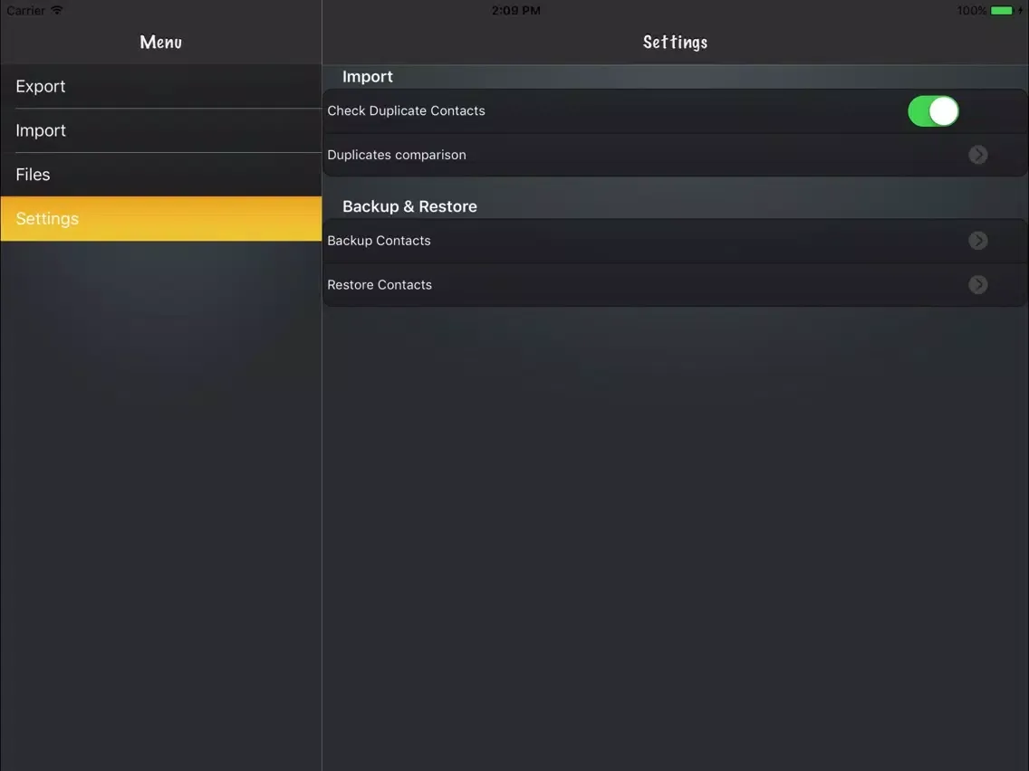 Contacts to vCard Lite iPad  スクリーンショット