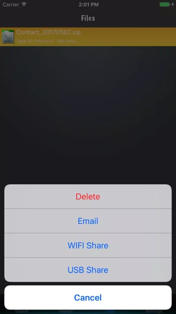 Contacts to vCard Lite スクリーンショット