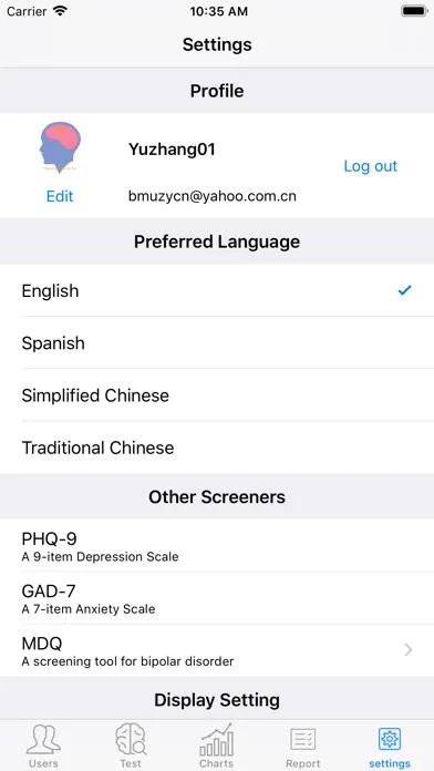 Ảnh chụp màn hình của Simple Depression Test