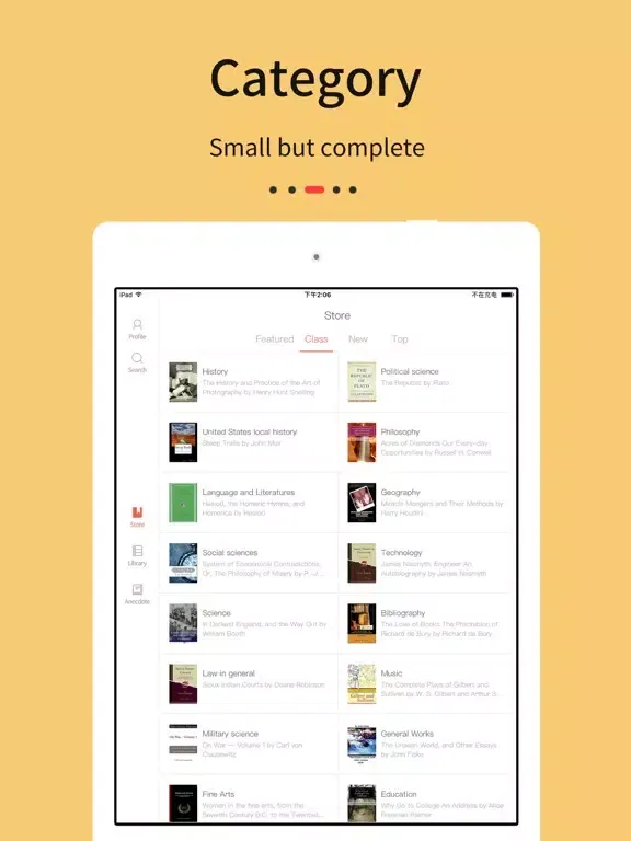 Capturas de tela do Gutenberg Books iPad 