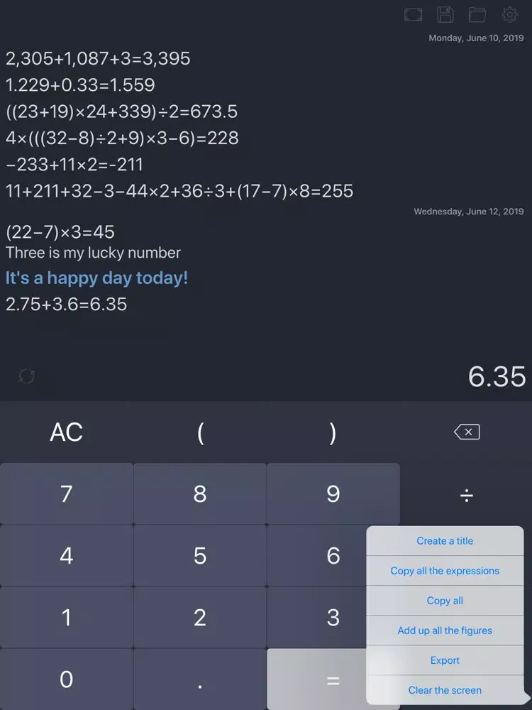 Calculator SP iPad  スクリーンショット