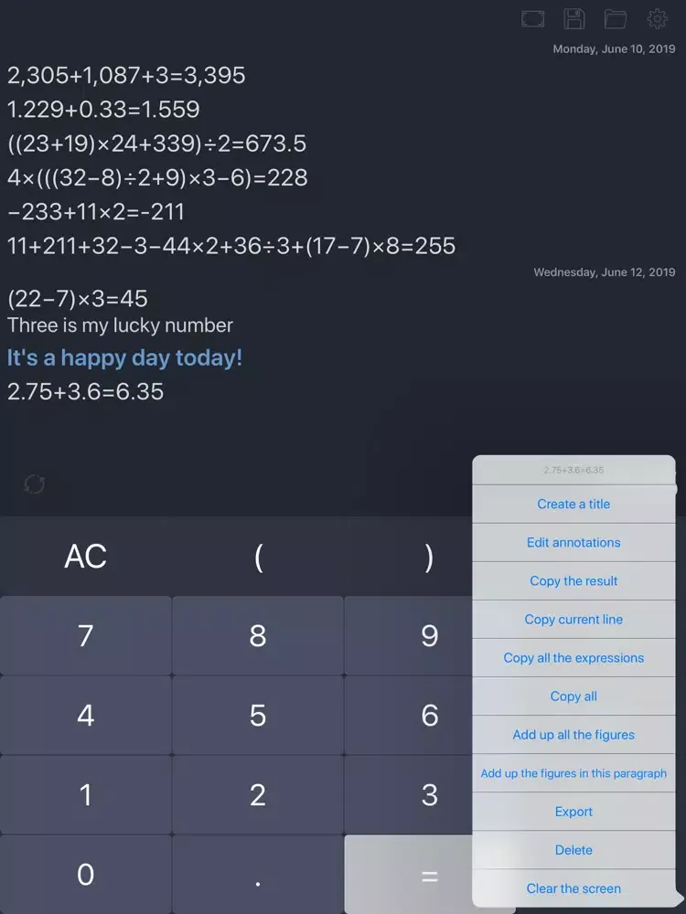 Calculator SP iPad  スクリーンショット
