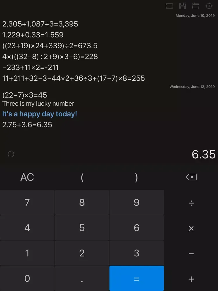 Calculator SP iPad  スクリーンショット