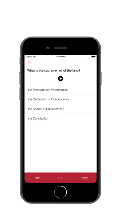 Ảnh chụp màn hình của U.S. Civics Test with Audio