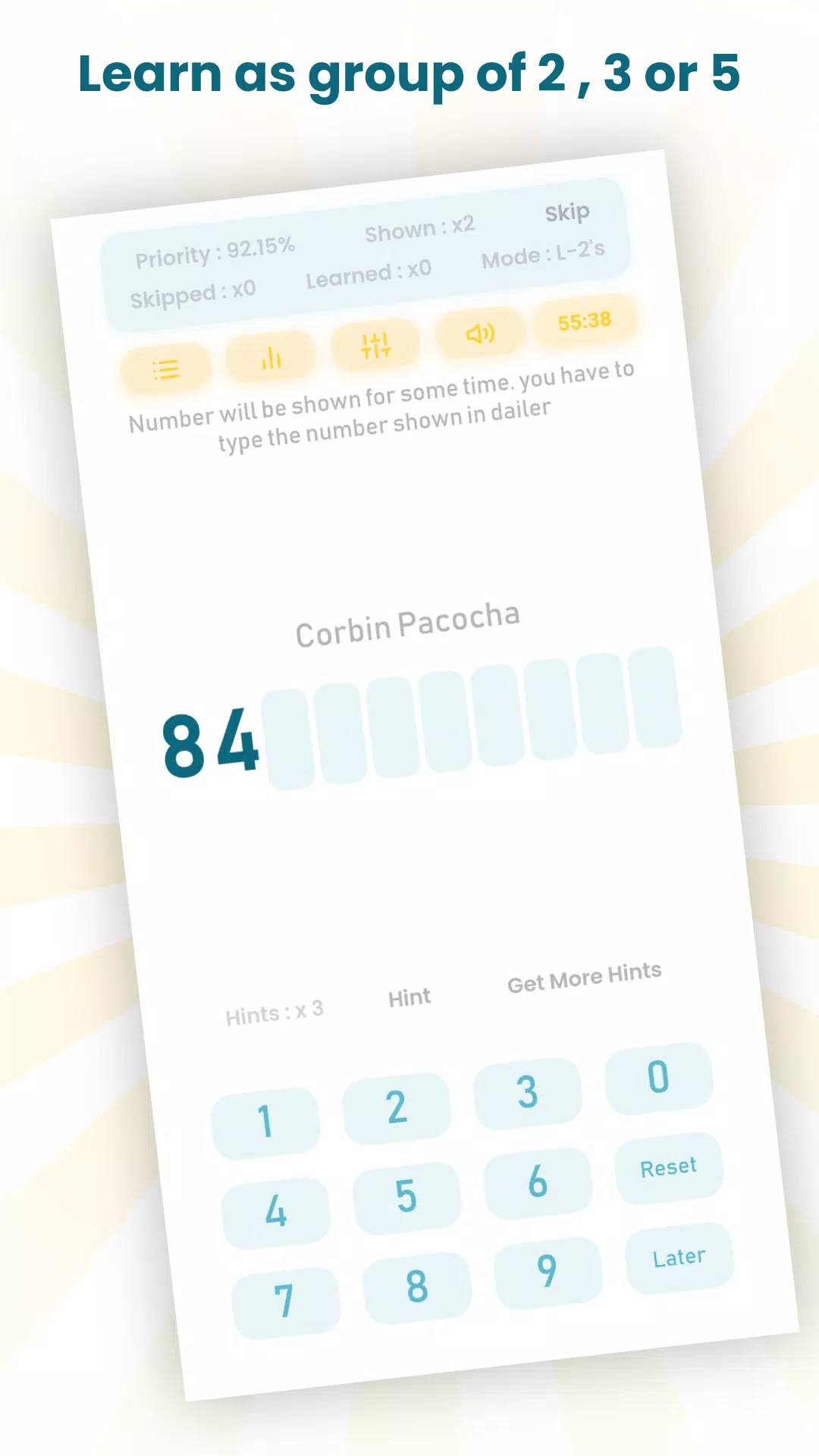 Save to brain : Number memory Screenshots