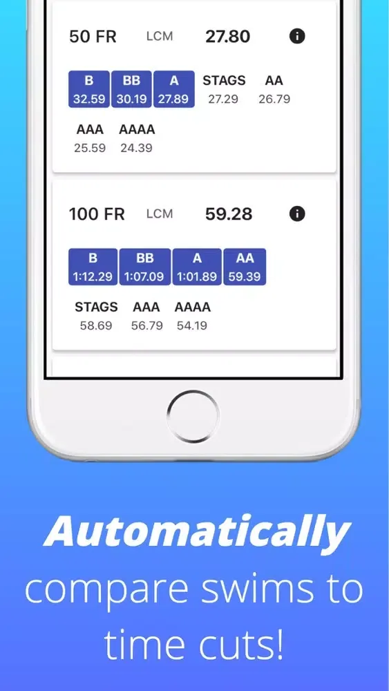 Tangkapan layar Swim Stats - View Swim Times