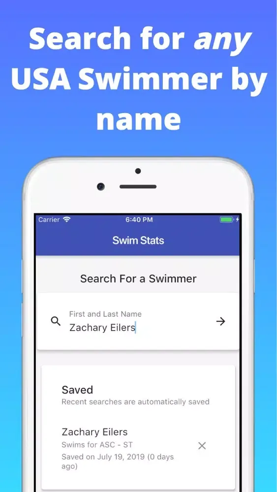 Tangkapan layar Swim Stats - View Swim Times