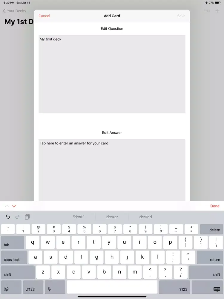 Your Flash Card iPad  Screenshots