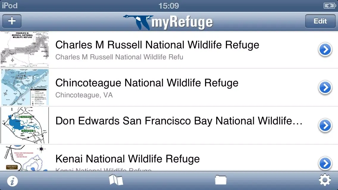 Captures d'écran de myRefuge – maps and information on bird watching, trails, and historic sites in National Wildlife Refuges