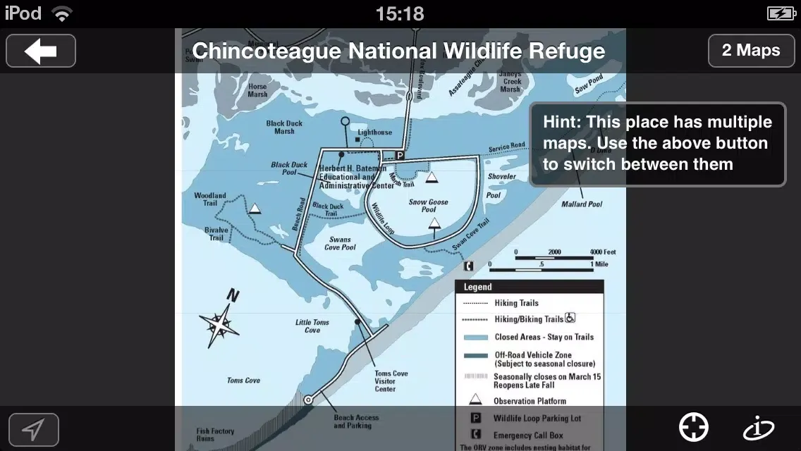 Captures d'écran de myRefuge – maps and information on bird watching, trails, and historic sites in National Wildlife Refuges