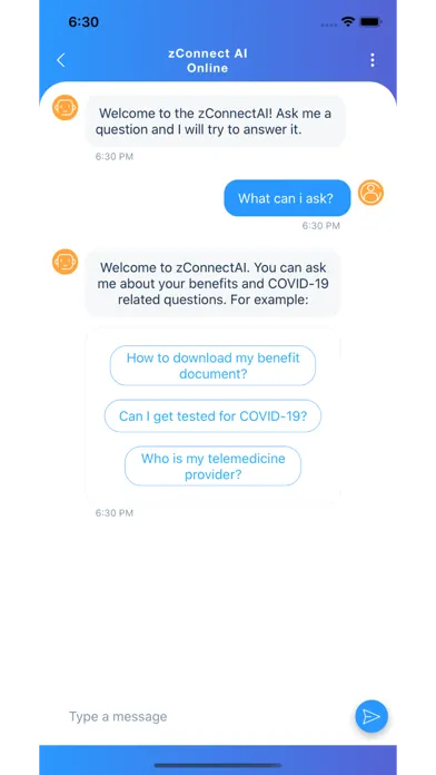 Ảnh chụp màn hình của zConnect Health