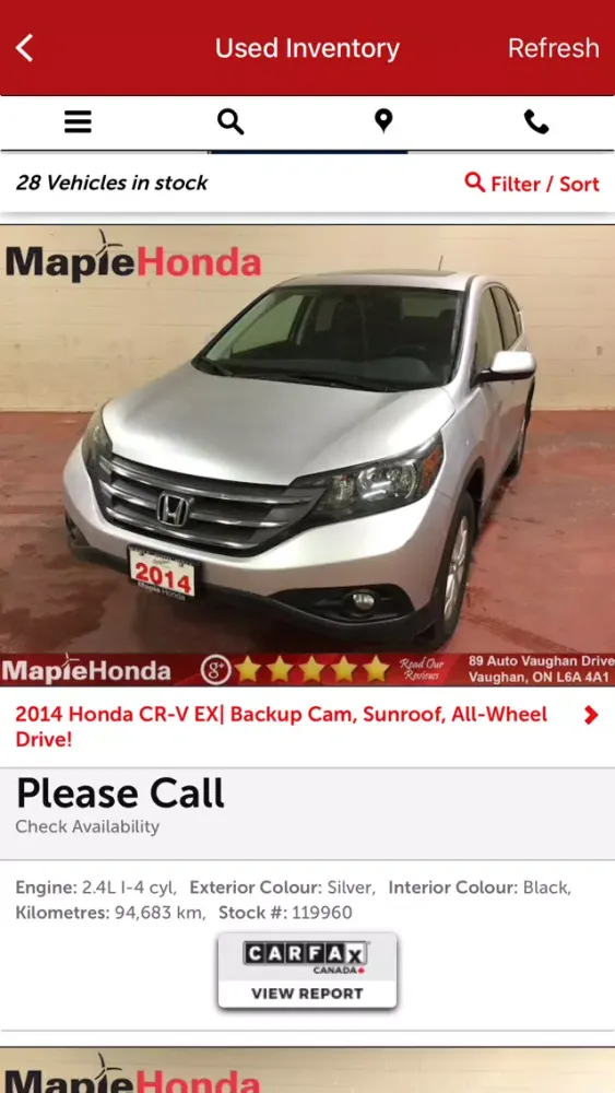 Скриншоты Maple Honda Dealer App
