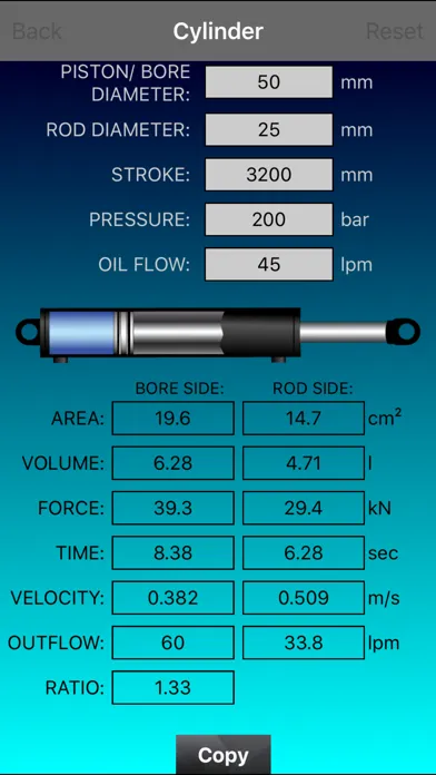 Free Hydraulic Cylinder Calculator スクリーンショット
