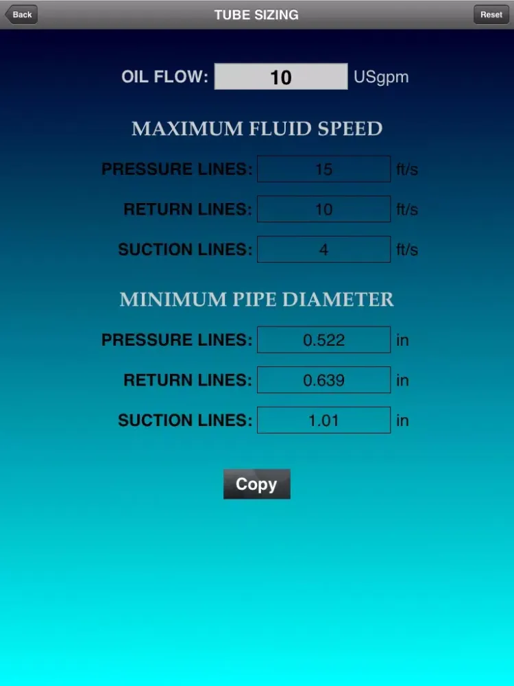 Zrzuty ekranu Hydraulic Tube Calculator iPad 