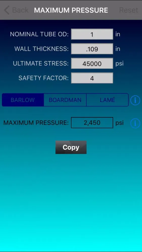 Zrzuty ekranu Hydraulic Tube Calculator