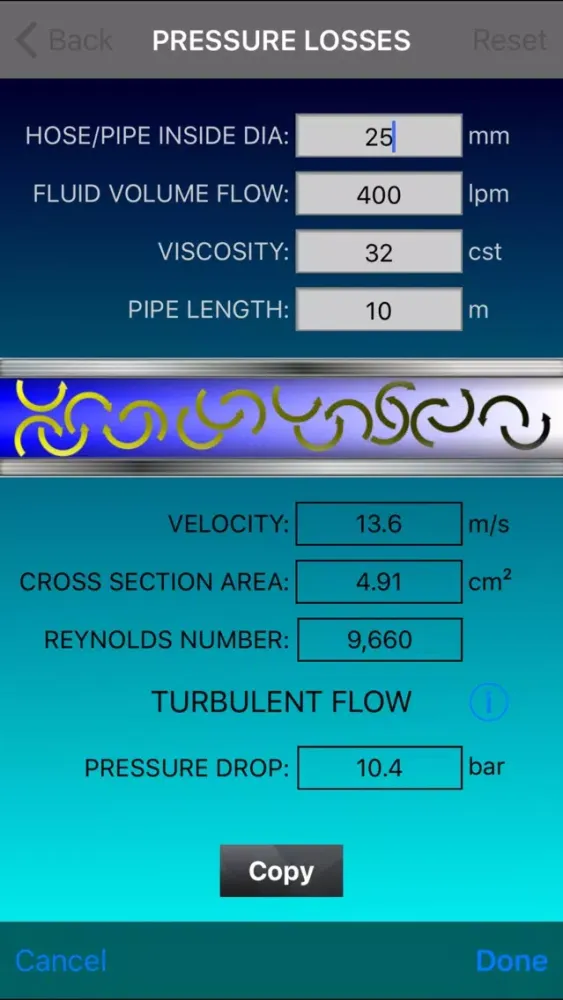 Zrzuty ekranu Hydraulic Tube Calculator